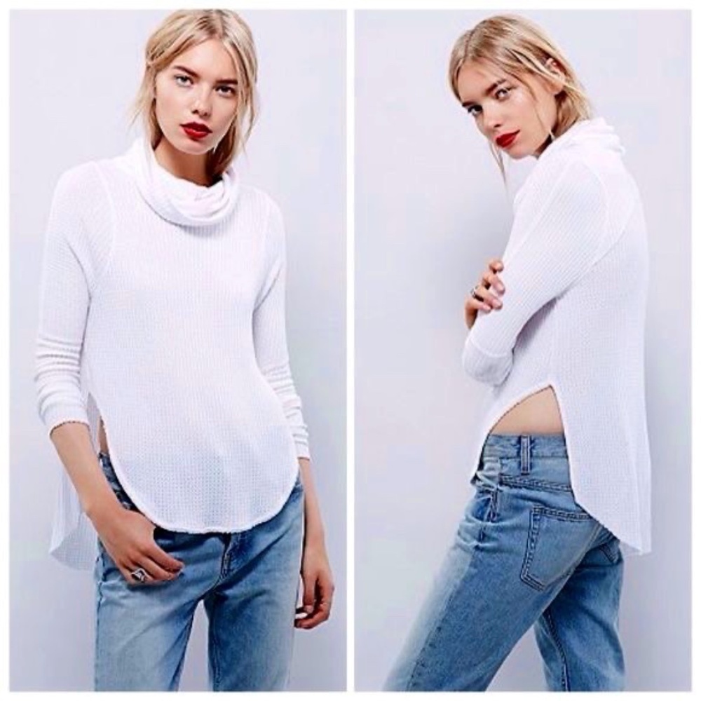 *FIRM PRICE* We the Free Kristina Waffle Thermal Drapey Cowl Neck Top